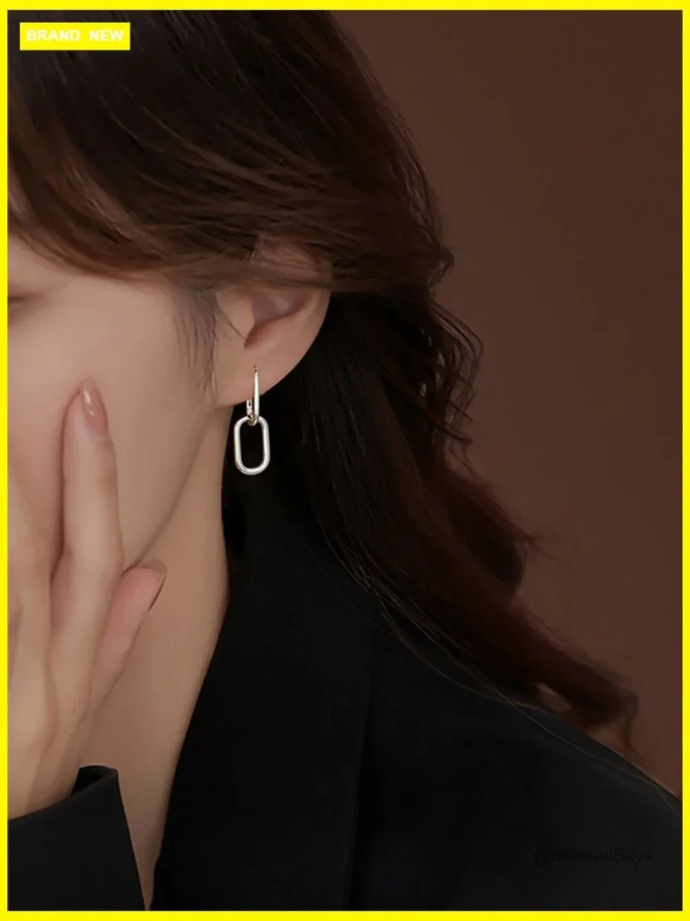 Sterling Silver Link Chain Hoop Earrings, 28mm Huggie Drop for Sensitive Ears